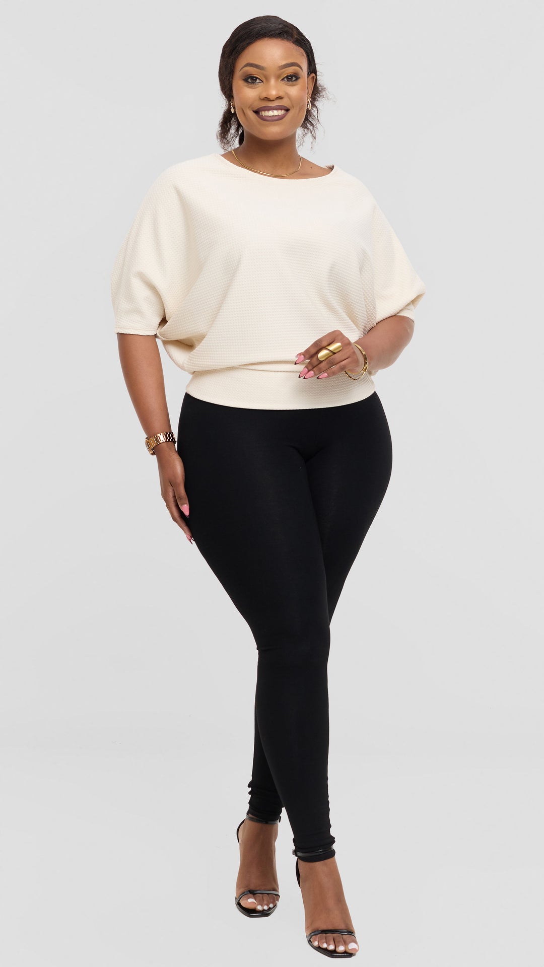 Vivo Dolman Sweater in Rib - Off White