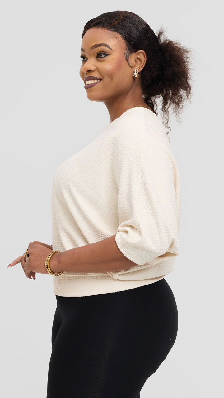 Vivo Dolman Sweater in Rib - Off White
