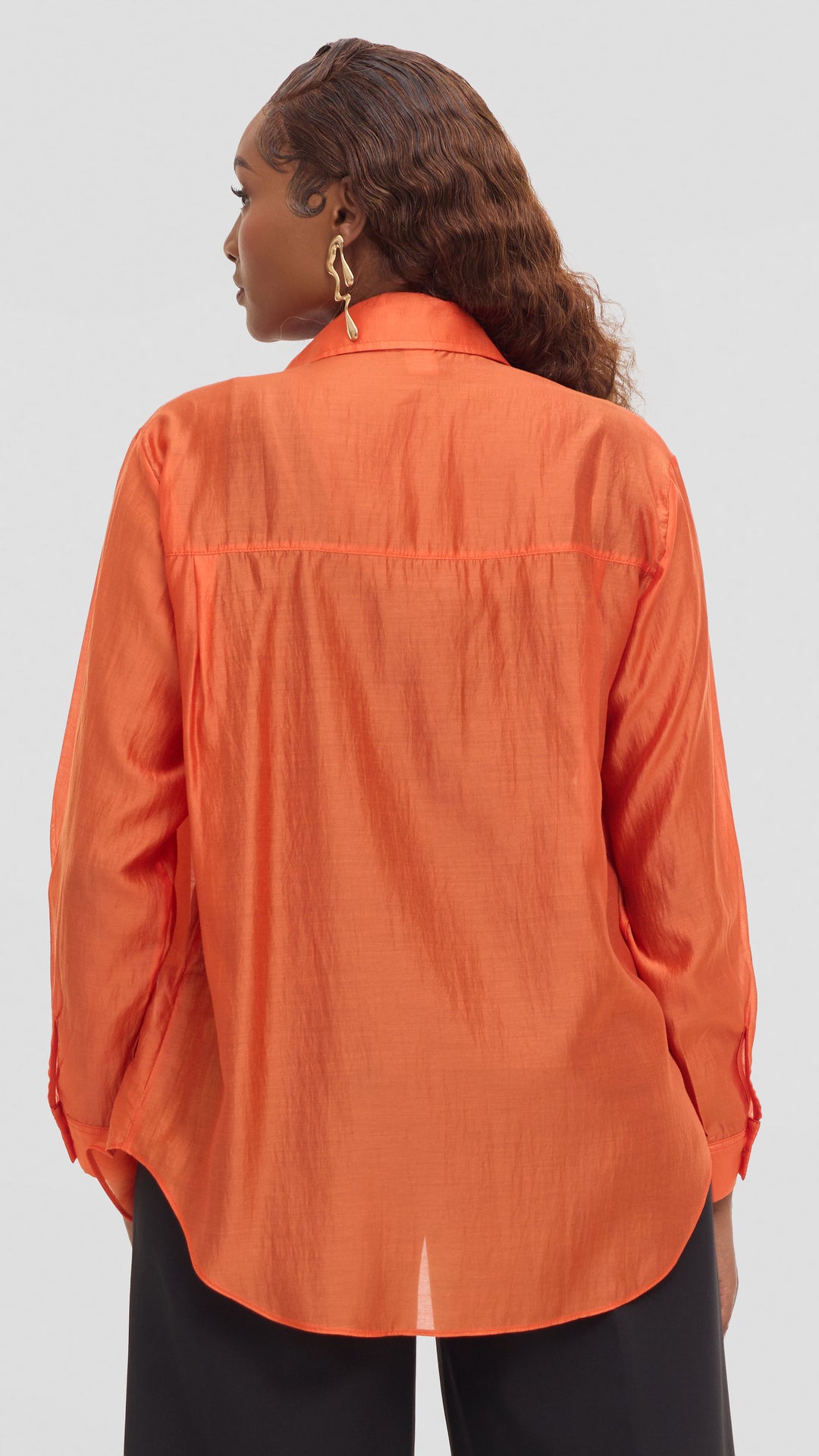 Vivo Drop Shoulder Shirt in Organza - Orange