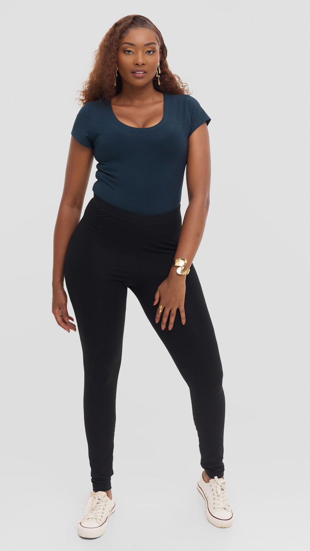 Vivo Basic Cap Sleeve Bodysuit in Rayon - Dark Teal