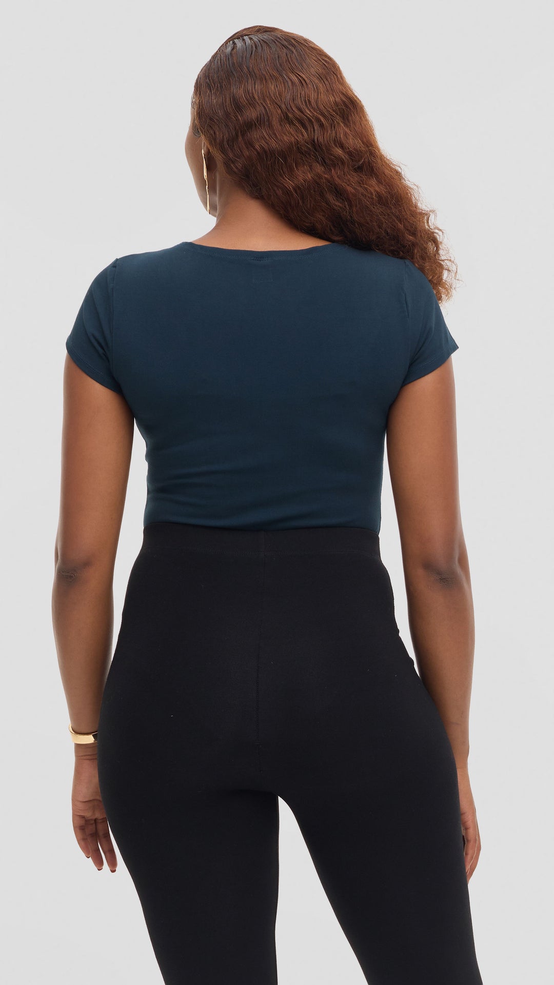 Vivo Basic Cap Sleeve Bodysuit in Rayon - Dark Teal