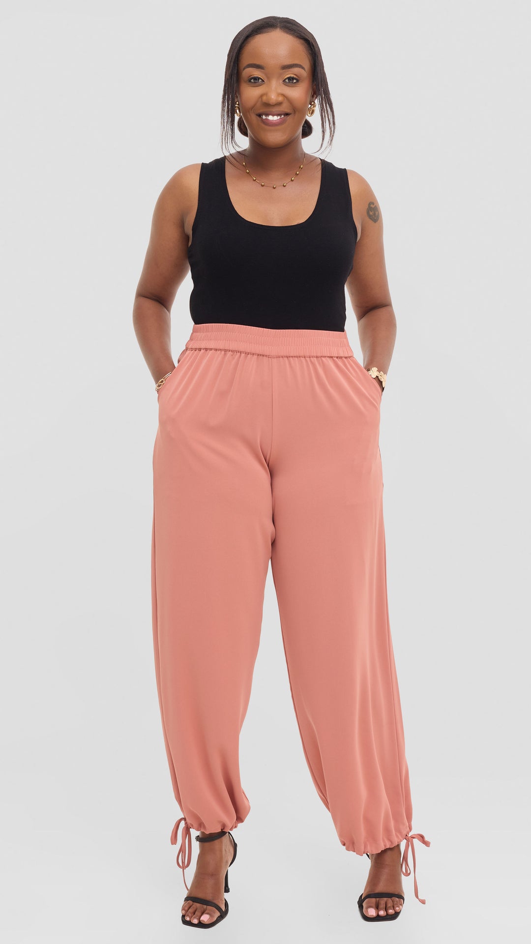Vivo Liora Drawstring Pants - Coral
