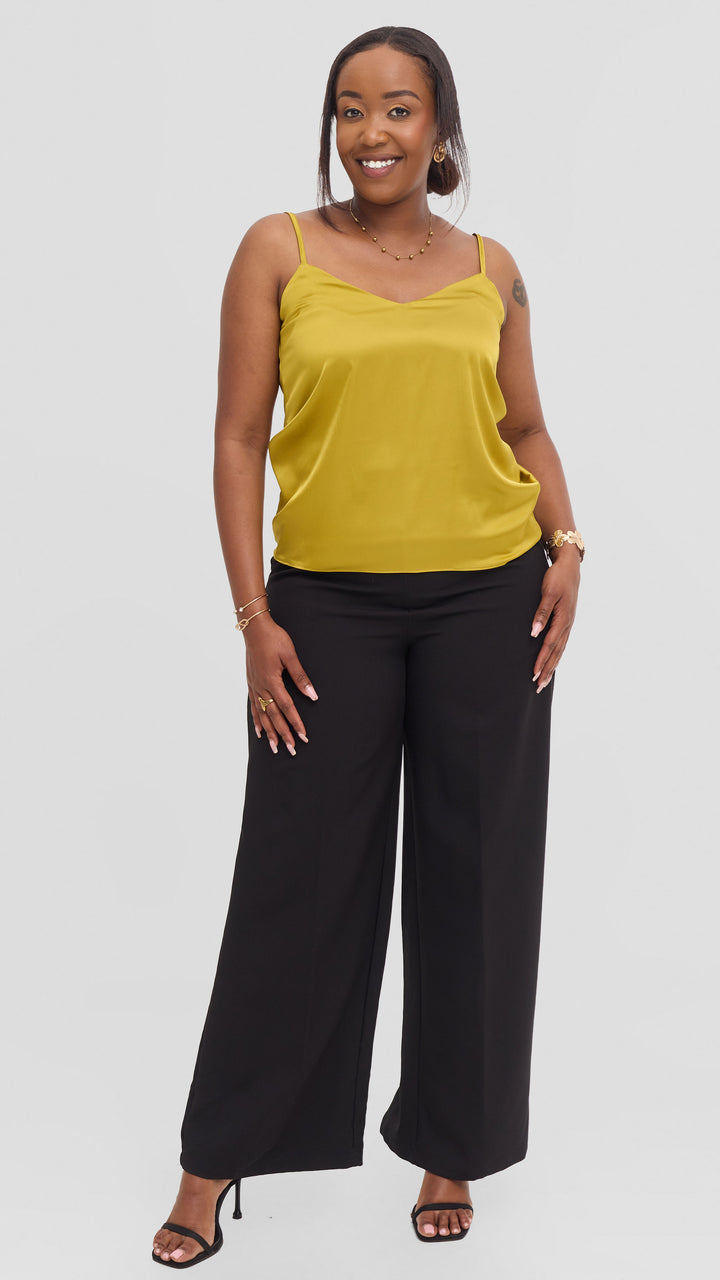 Vivo V-Neck Camisole in Satin - Olive