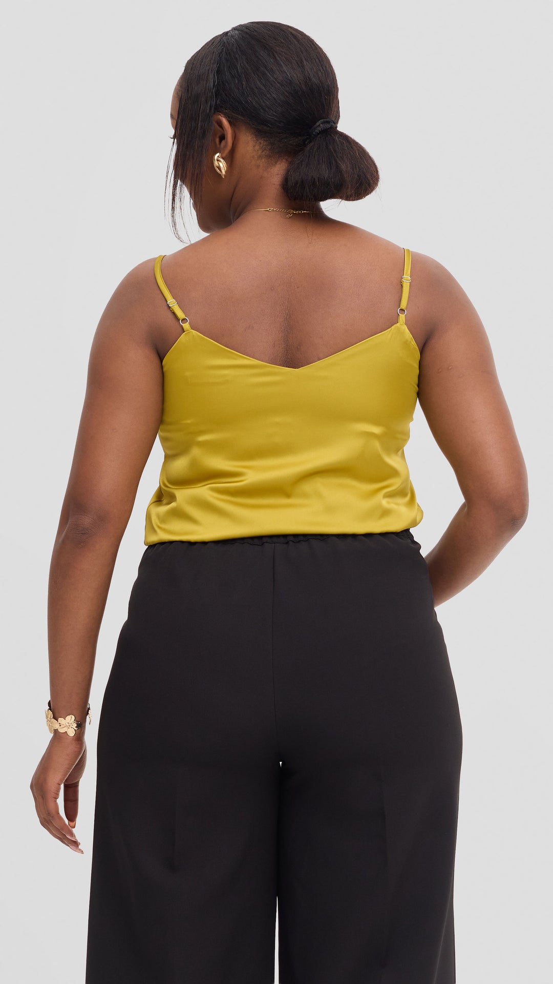 Vivo V-Neck Camisole in Satin - Olive