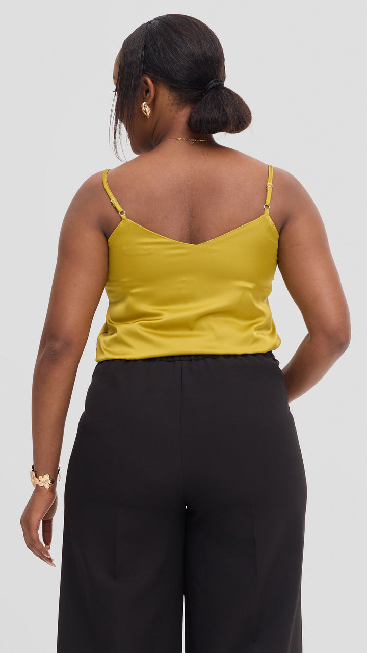 Vivo V-Neck Camisole in Satin - Olive