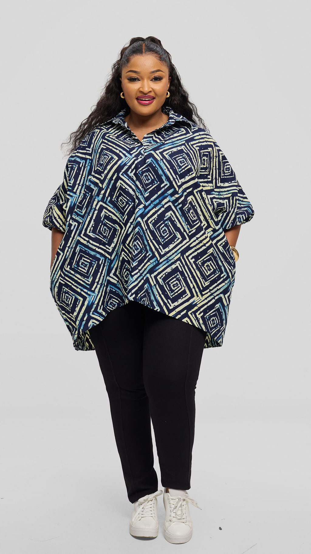 Safari Tafari Highlow Top in Kitenge - Sika Print