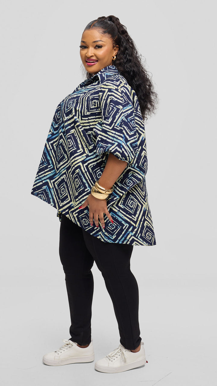 Safari Tafari Highlow Top in Kitenge - Sika Print