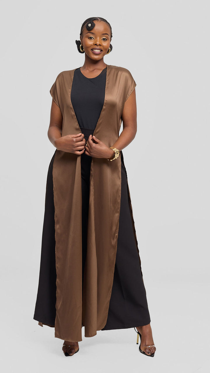 Vivo Chidii Drop Shoulder Kimono - Chocolate Brown