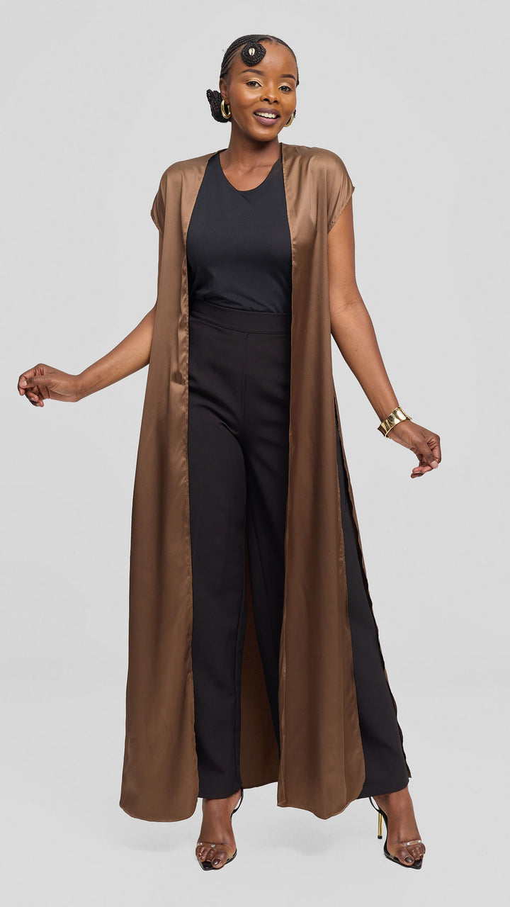 Vivo Chidii Drop Shoulder Kimono - Chocolate Brown