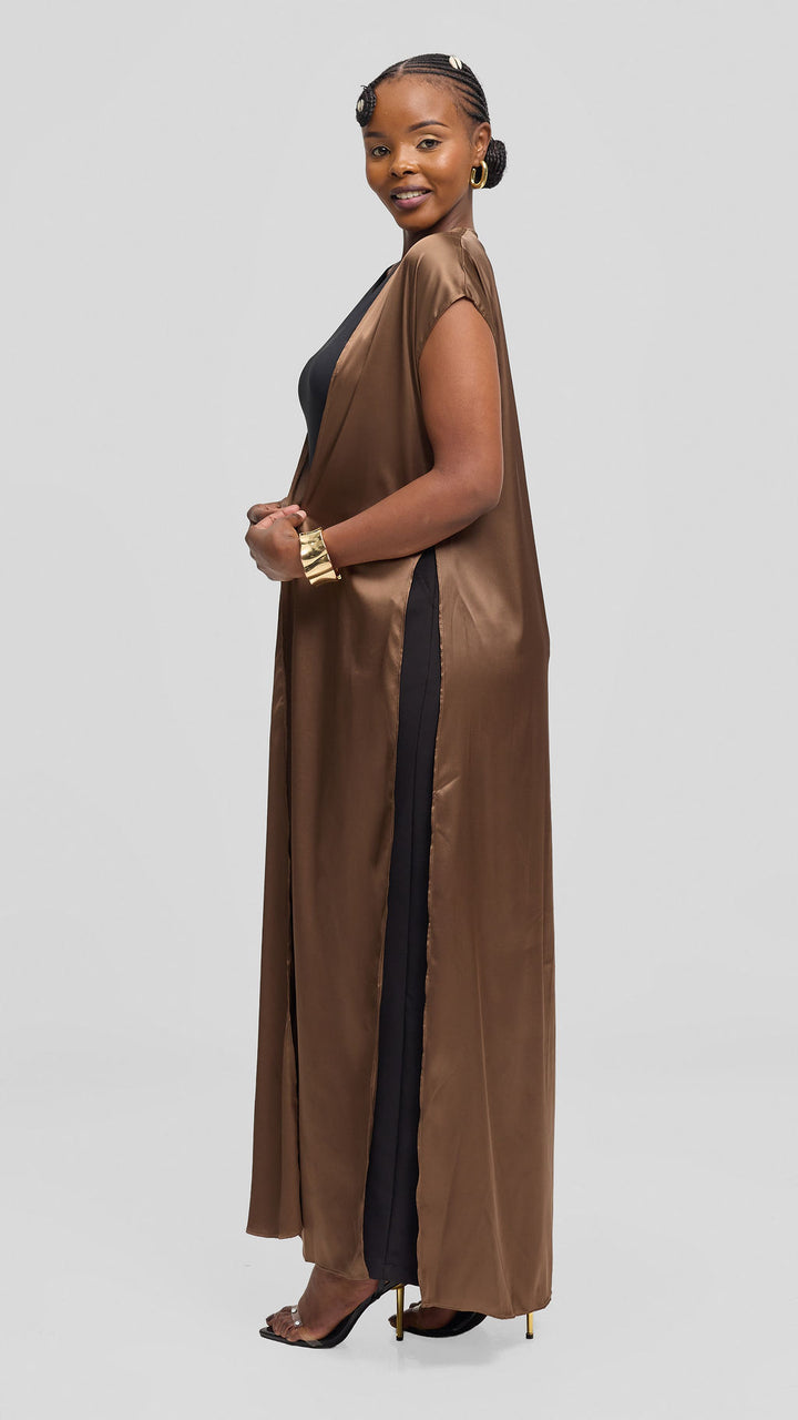 Vivo Chidii Drop Shoulder Kimono - Chocolate Brown