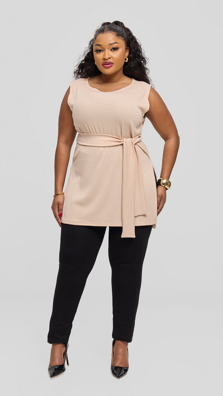Vivo Rema Slit Tunic Top - Buttermilk