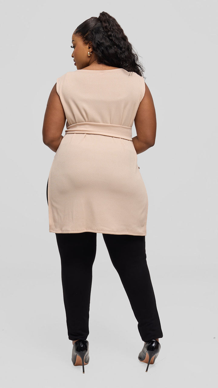 Vivo Rema Slit Tunic Top - Buttermilk