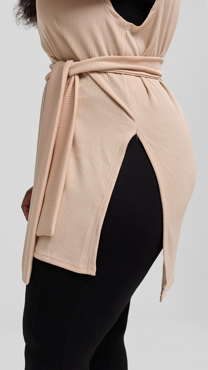 Vivo Rema Slit Tunic Top - Buttermilk