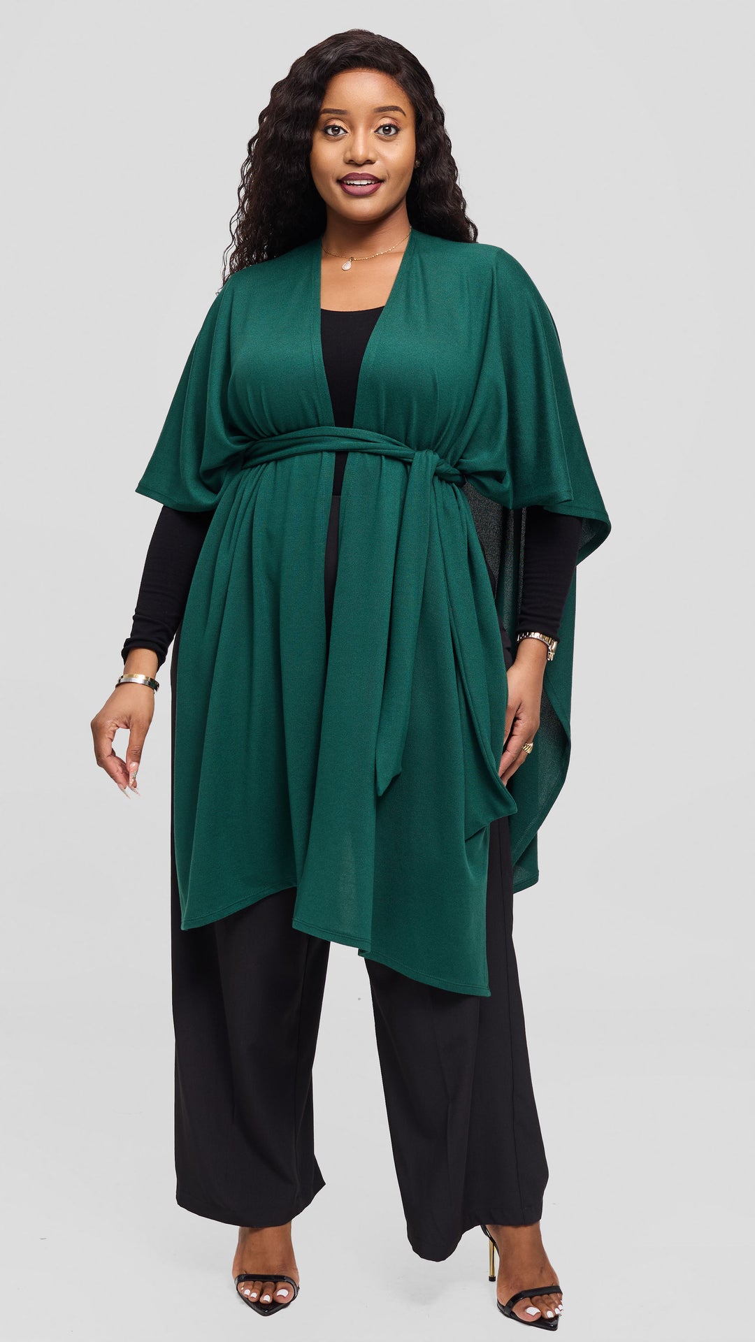 Vivo Wrap Shawl in Sweater - Dark Green