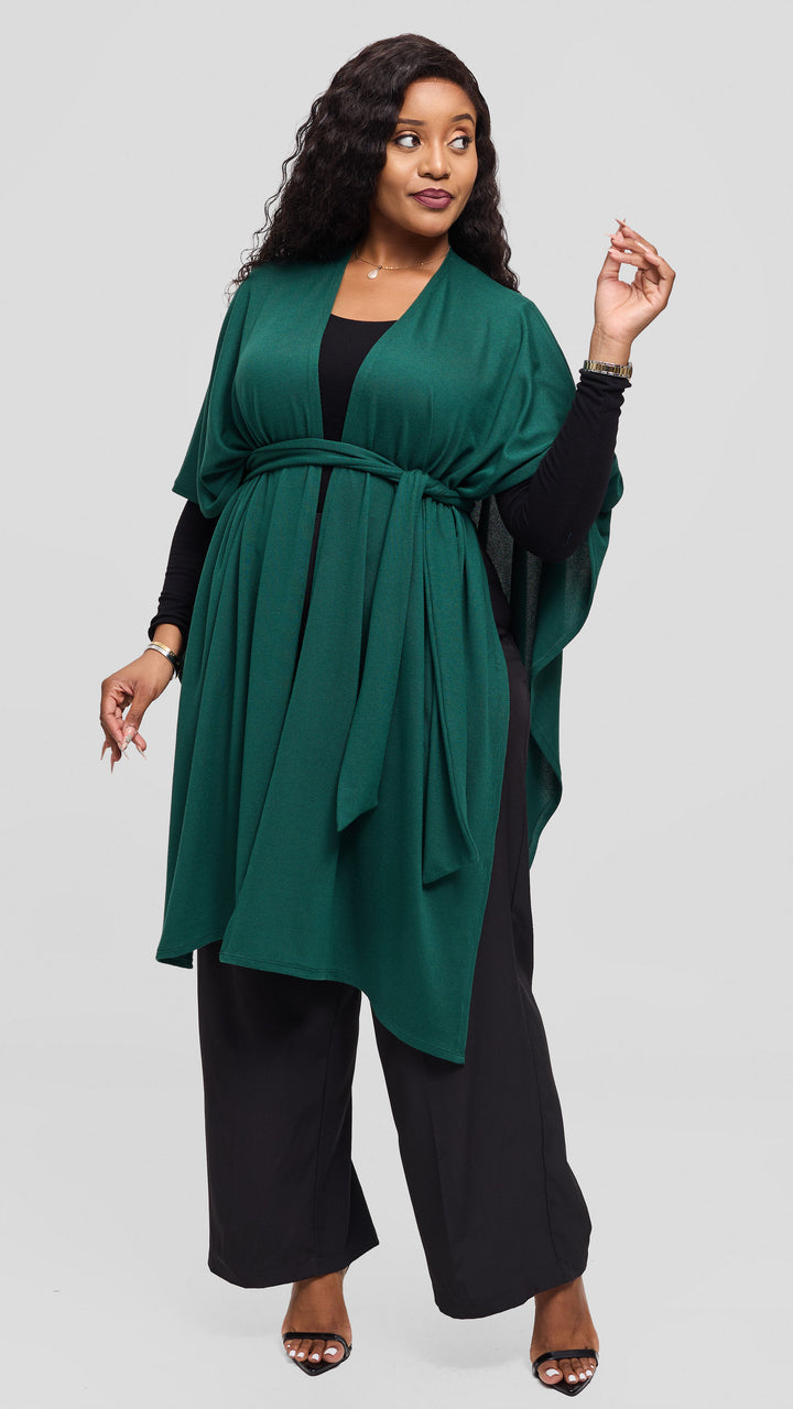 Vivo Wrap Shawl in Sweater - Dark Green