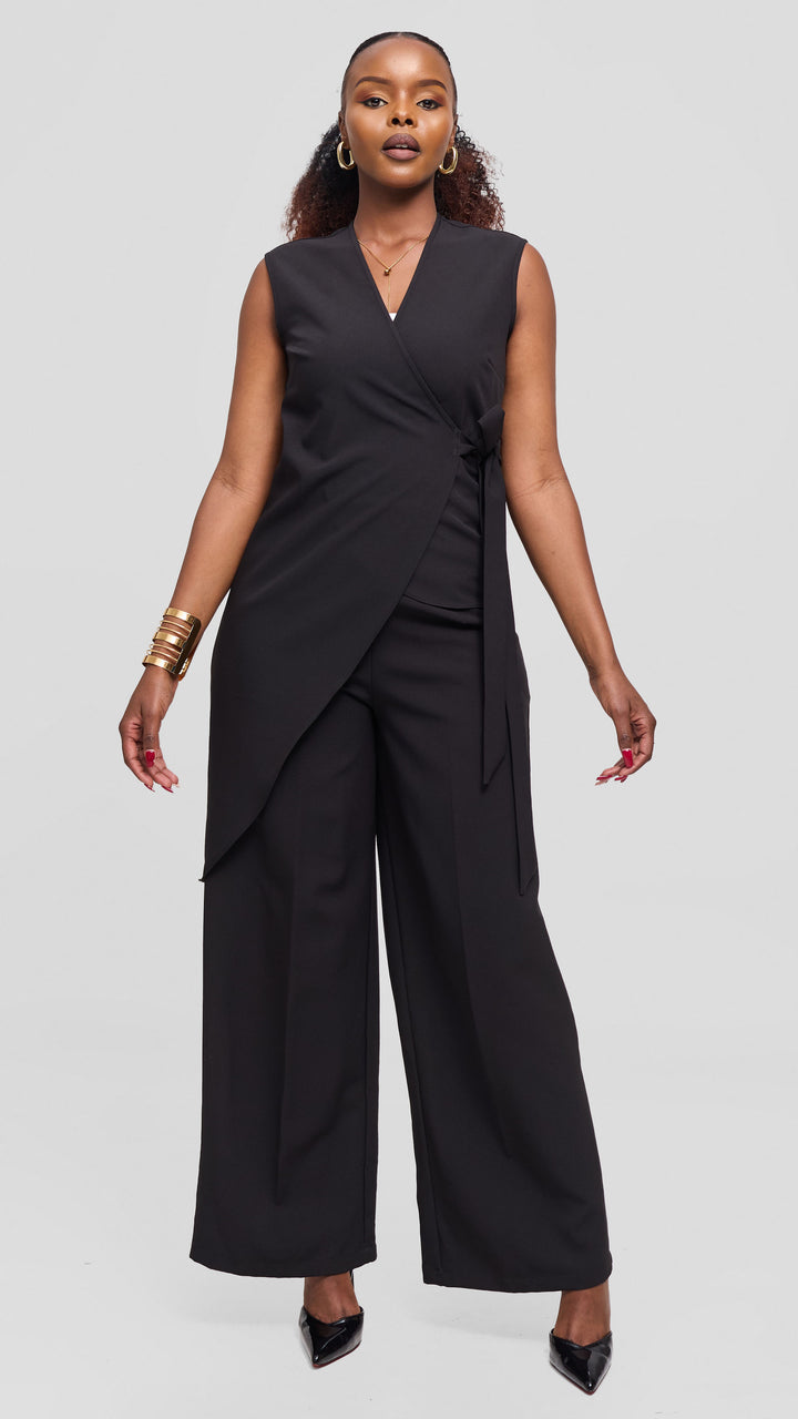Vivo Wrap Top in Crepe - Black