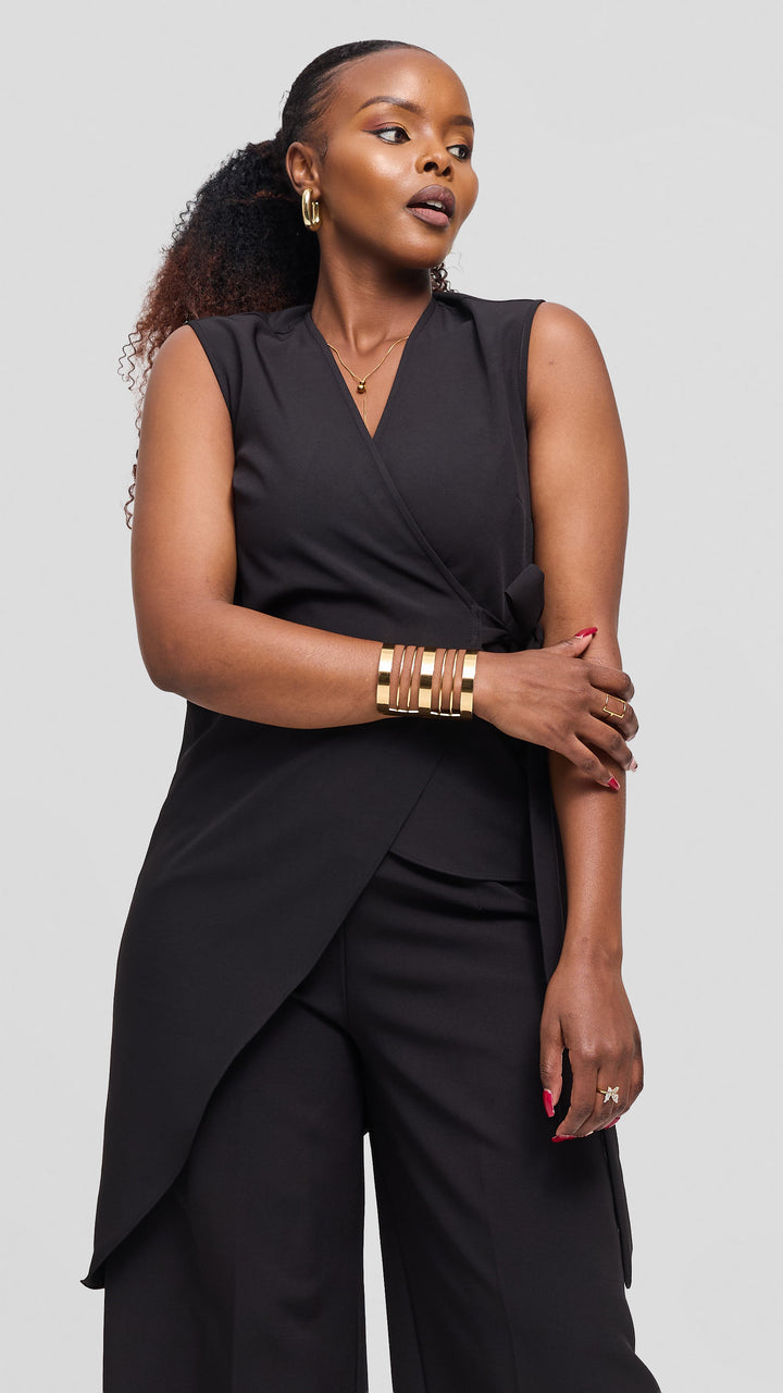 Vivo Wrap Top in Crepe - Black