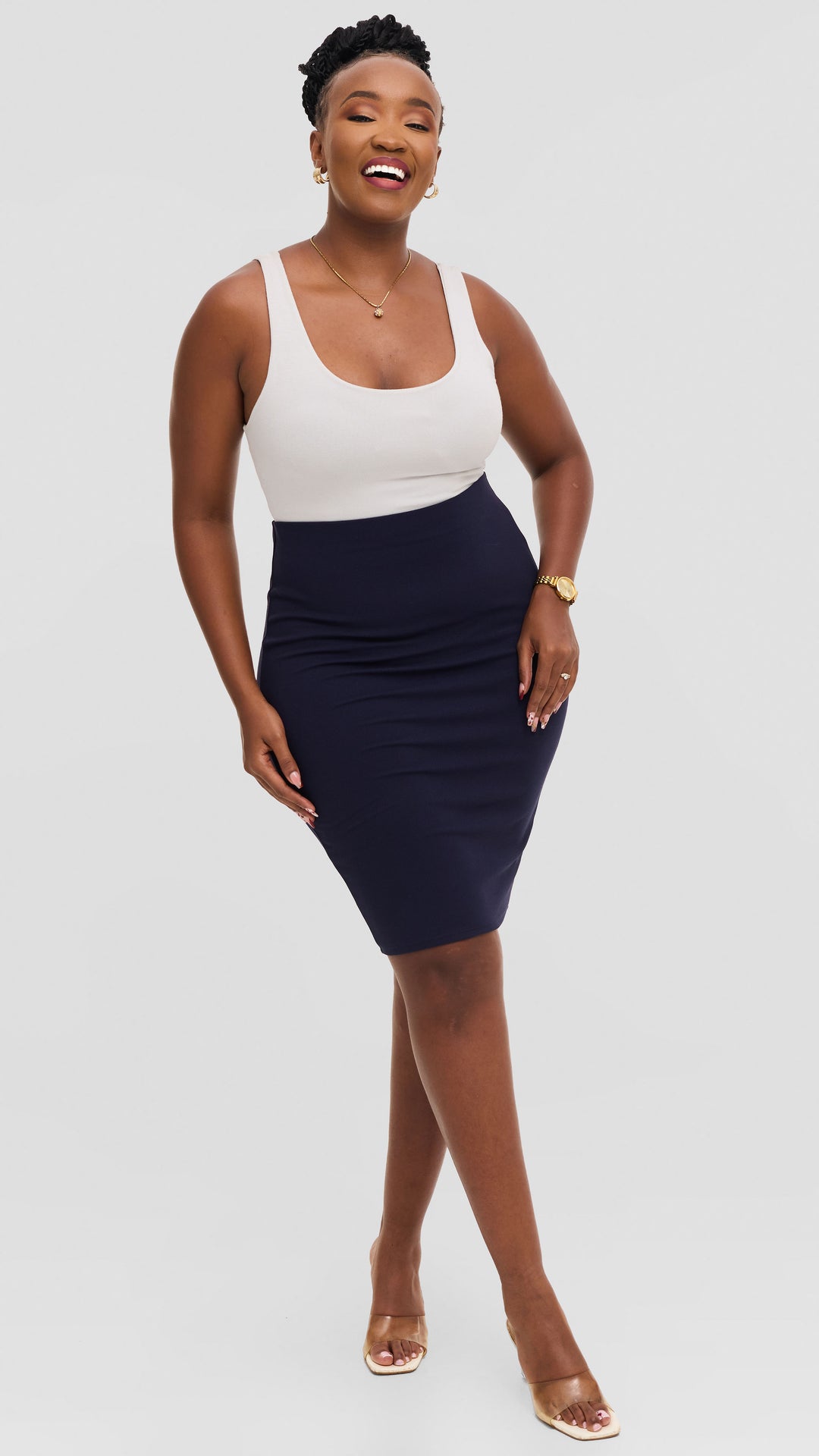 Vivo Pencil Skirt in Ponte - Navy
