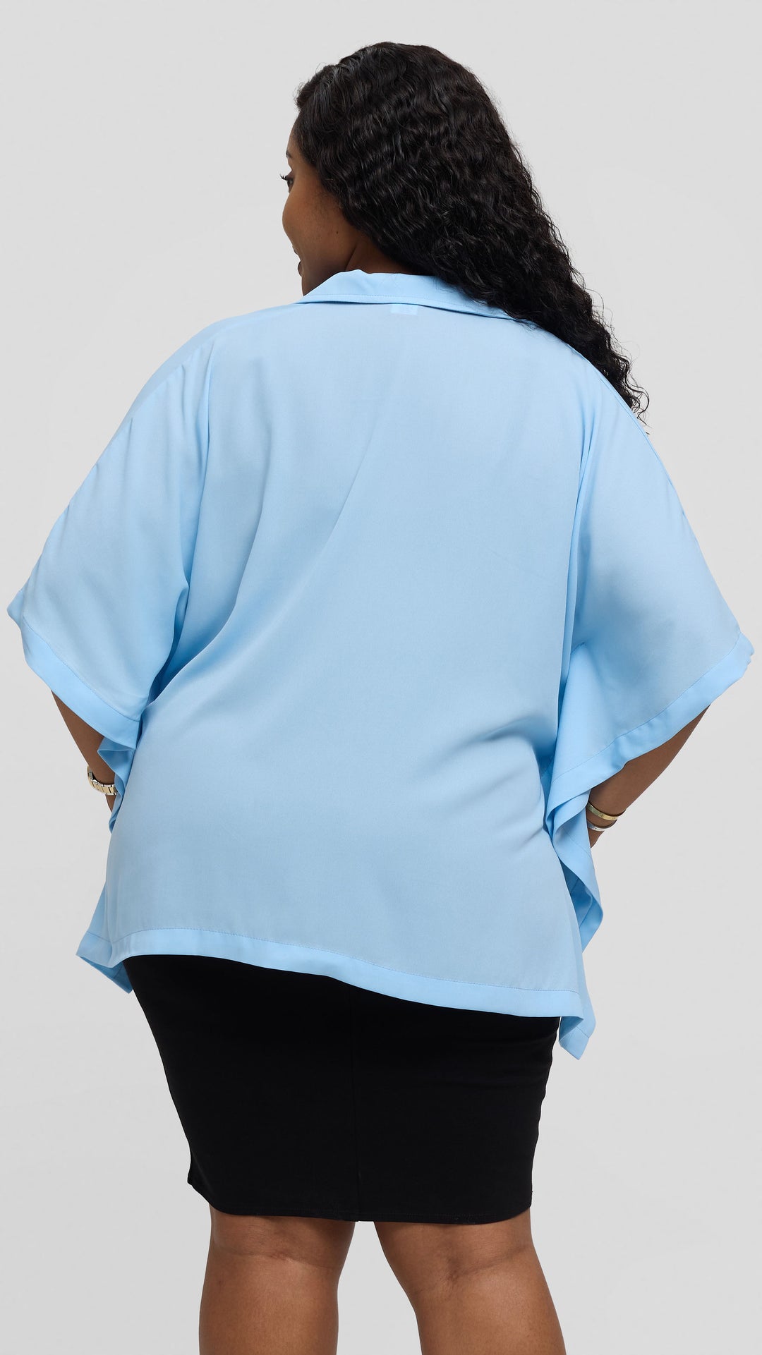 Vivo Isabi Loose Top In Chiffon - Light Blue