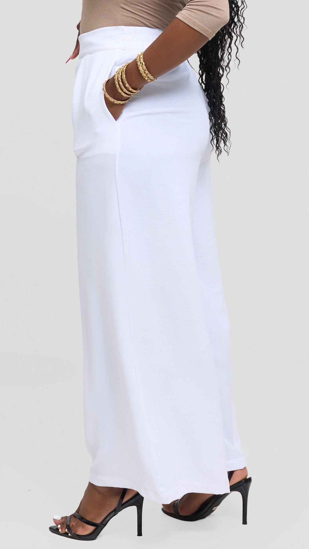 Vivo Wide Leg Pants in Crepe - Off White