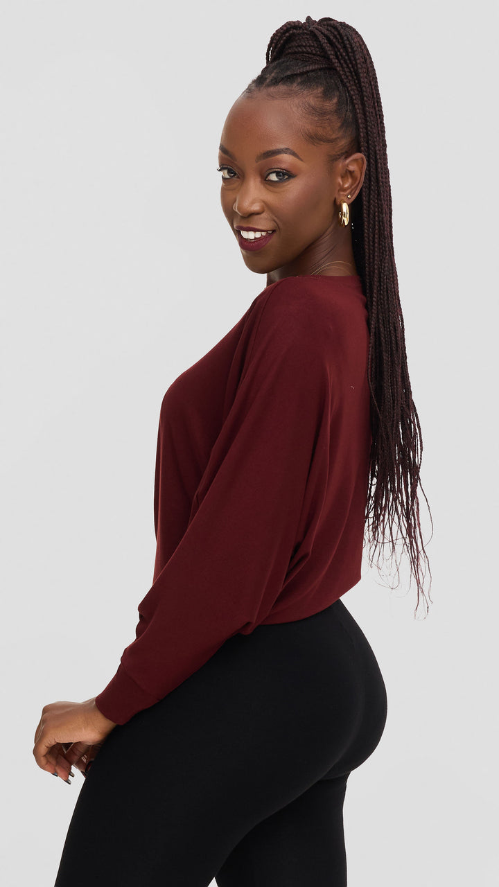Vivo Bana Batwing Top in Jersey - Mulberry