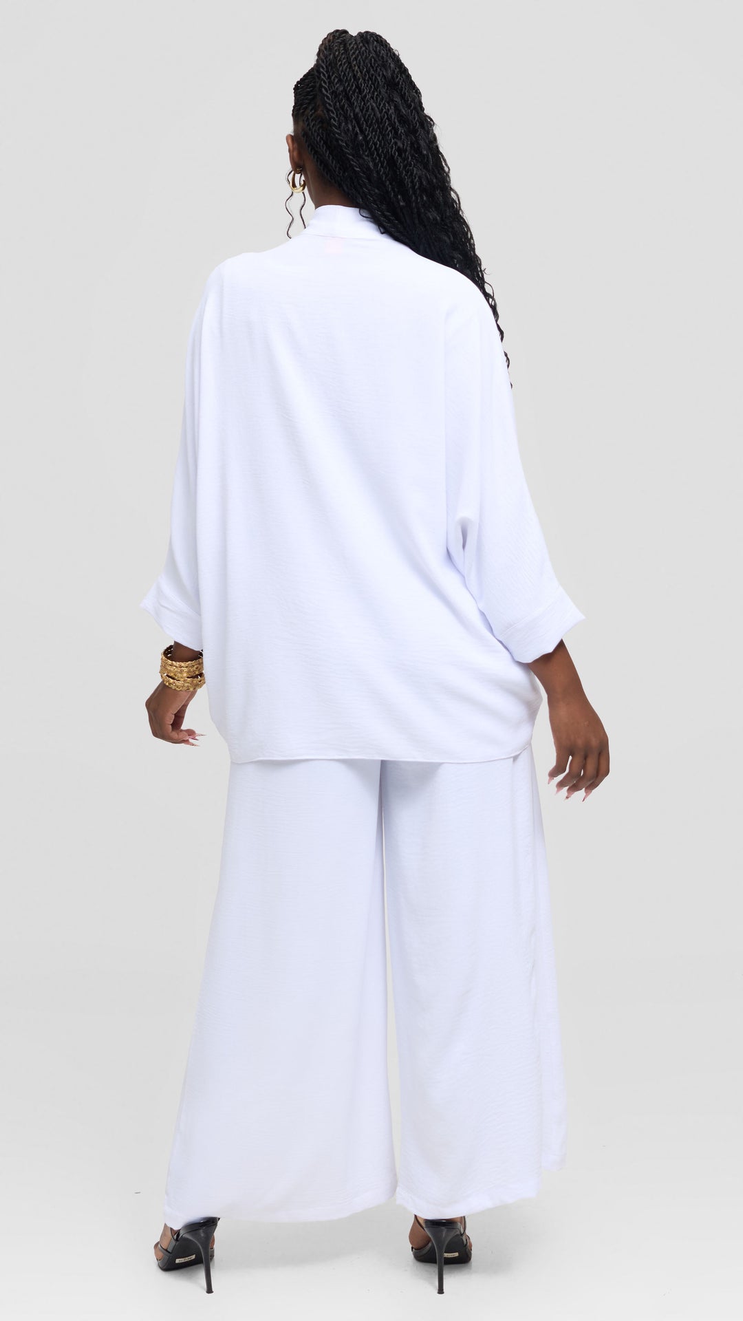 Vivo Tie Dolman Kimono in Textured Crepe - White