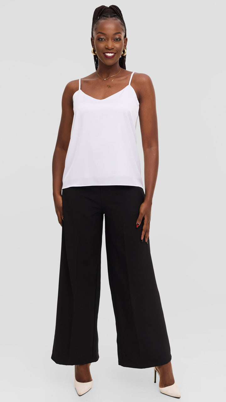 Vivo V-Neck Camisole in Satin - White