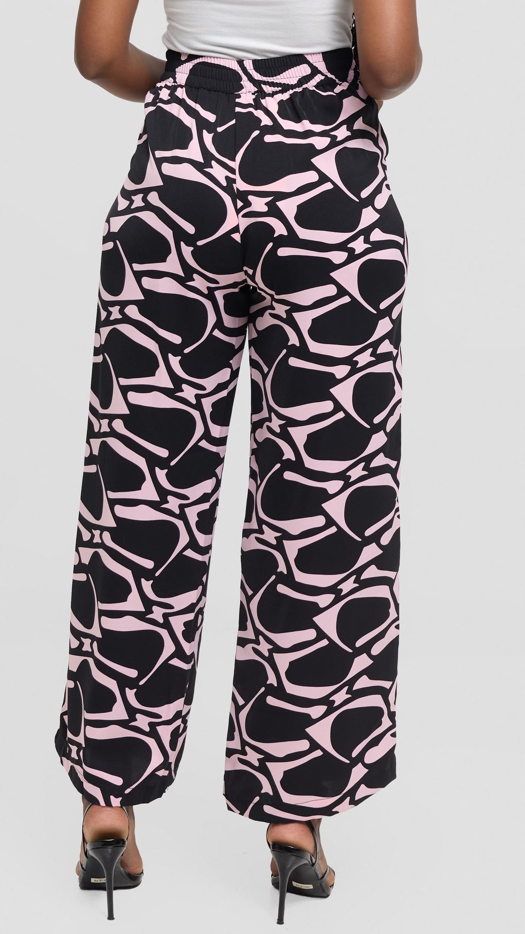 Vivo Maisha Straight Leg Pants - Peach / Pink Print