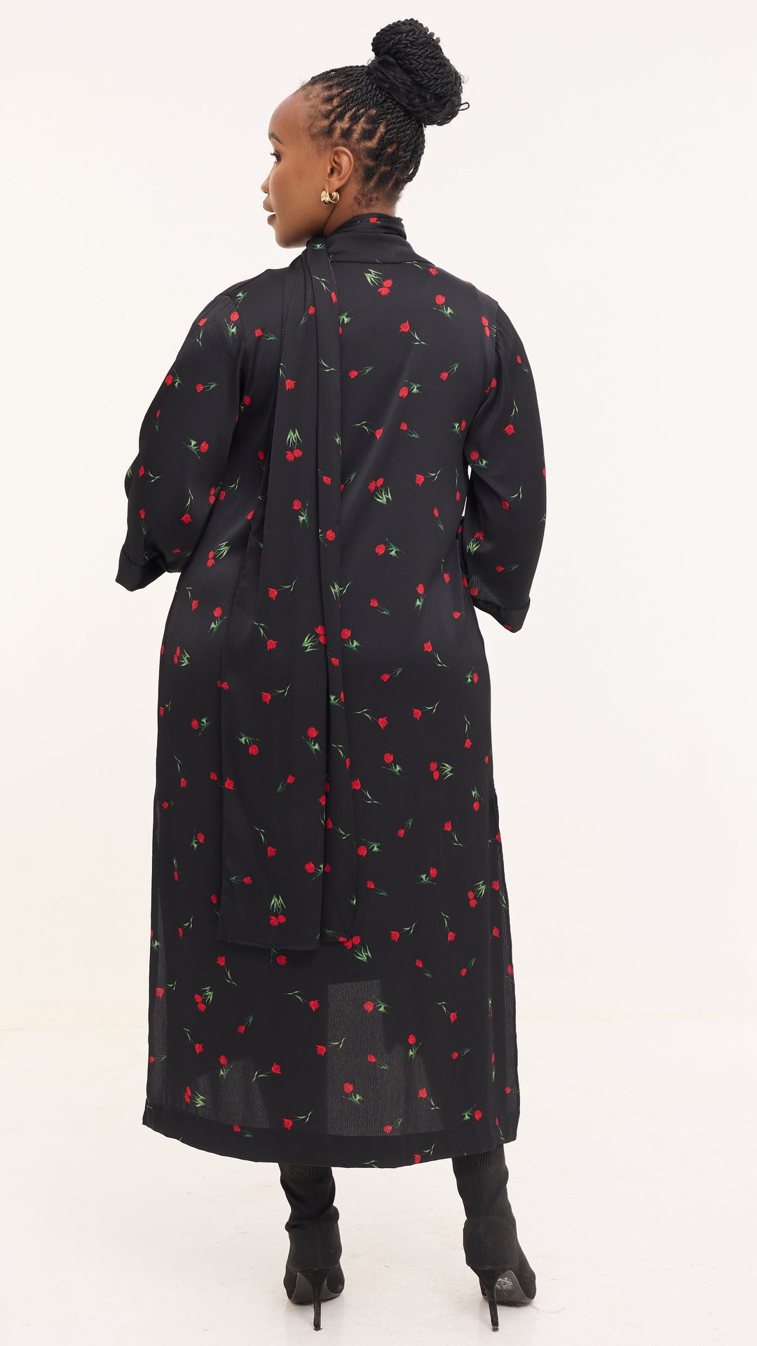 Vivo Samira Maxi Kimono - Black / Red Print