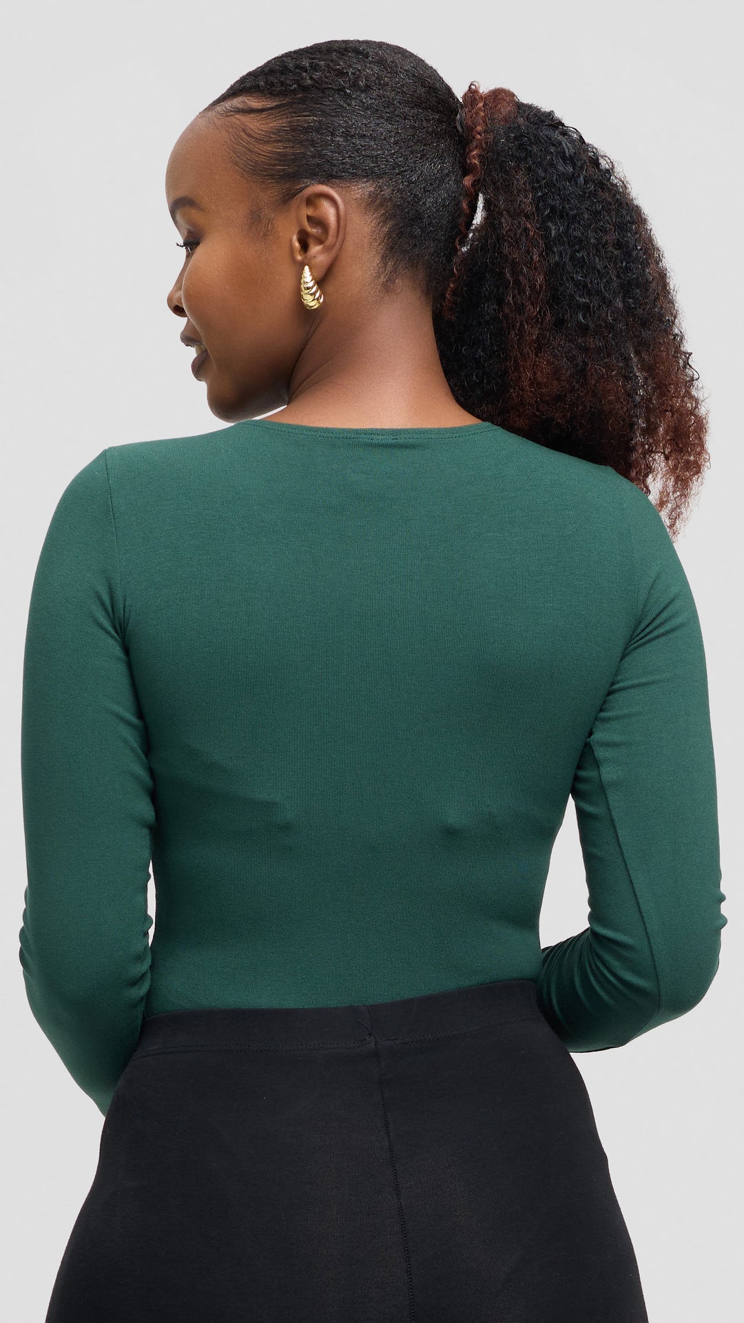 Vivo Basic Long Sleeved Bodysuit in Jersey - Dark Green