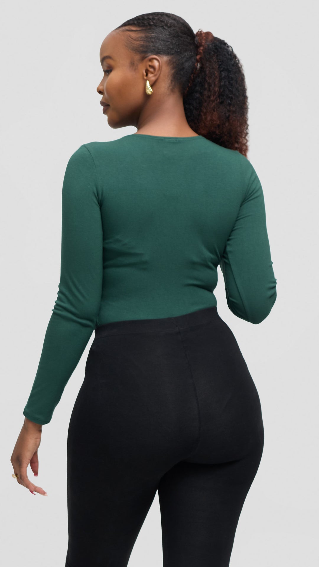 Vivo Basic Long Sleeved Bodysuit in Jersey - Dark Green