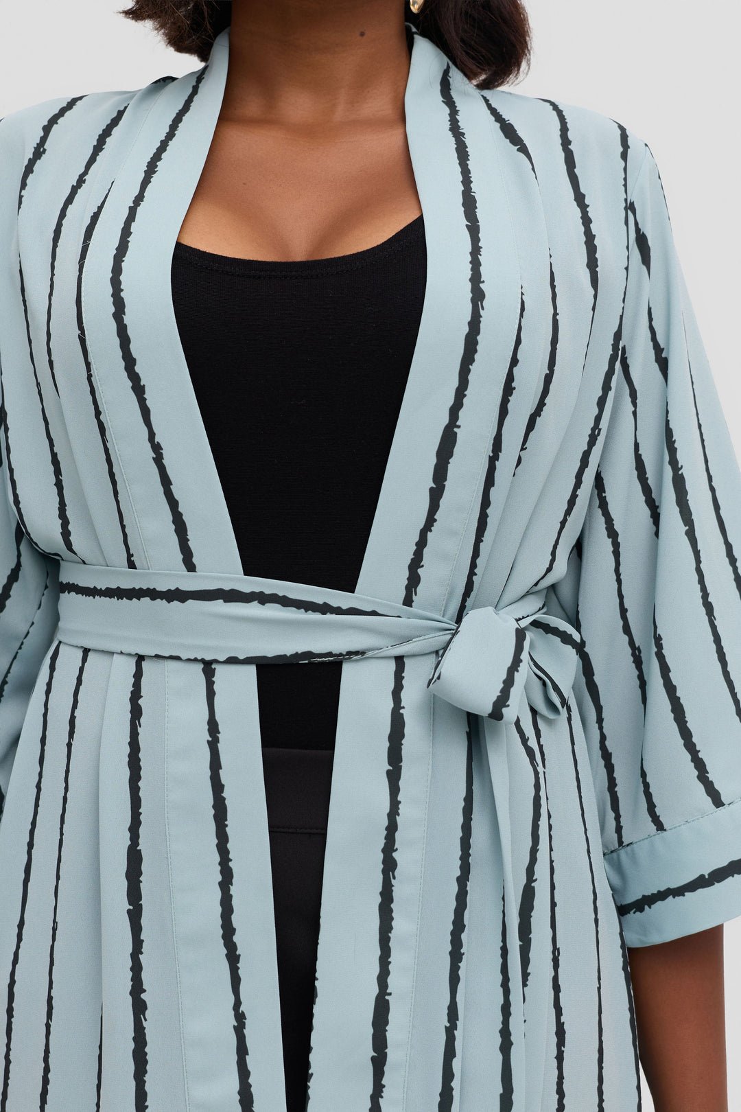 Vivo Maxi Kimono in Chiffon - Mint / Black Print