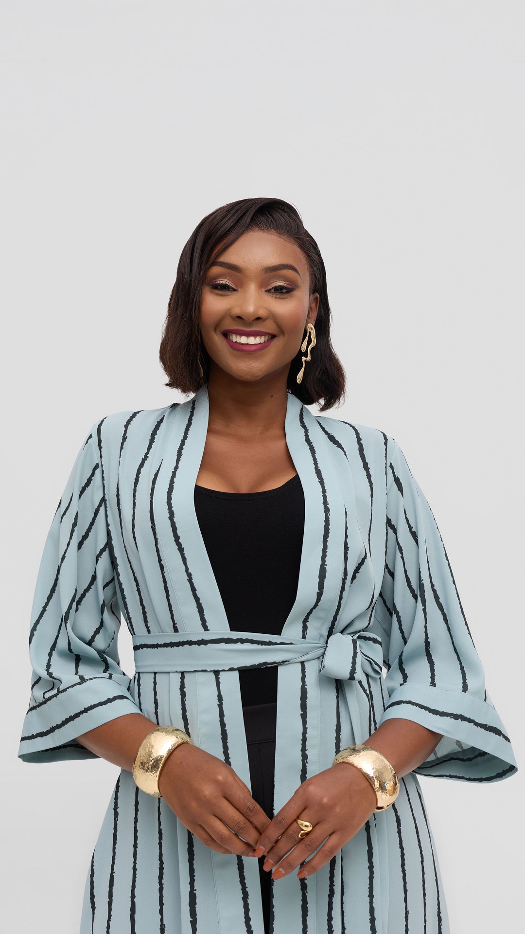 Vivo Maxi Kimono in Chiffon - Mint / Black Print