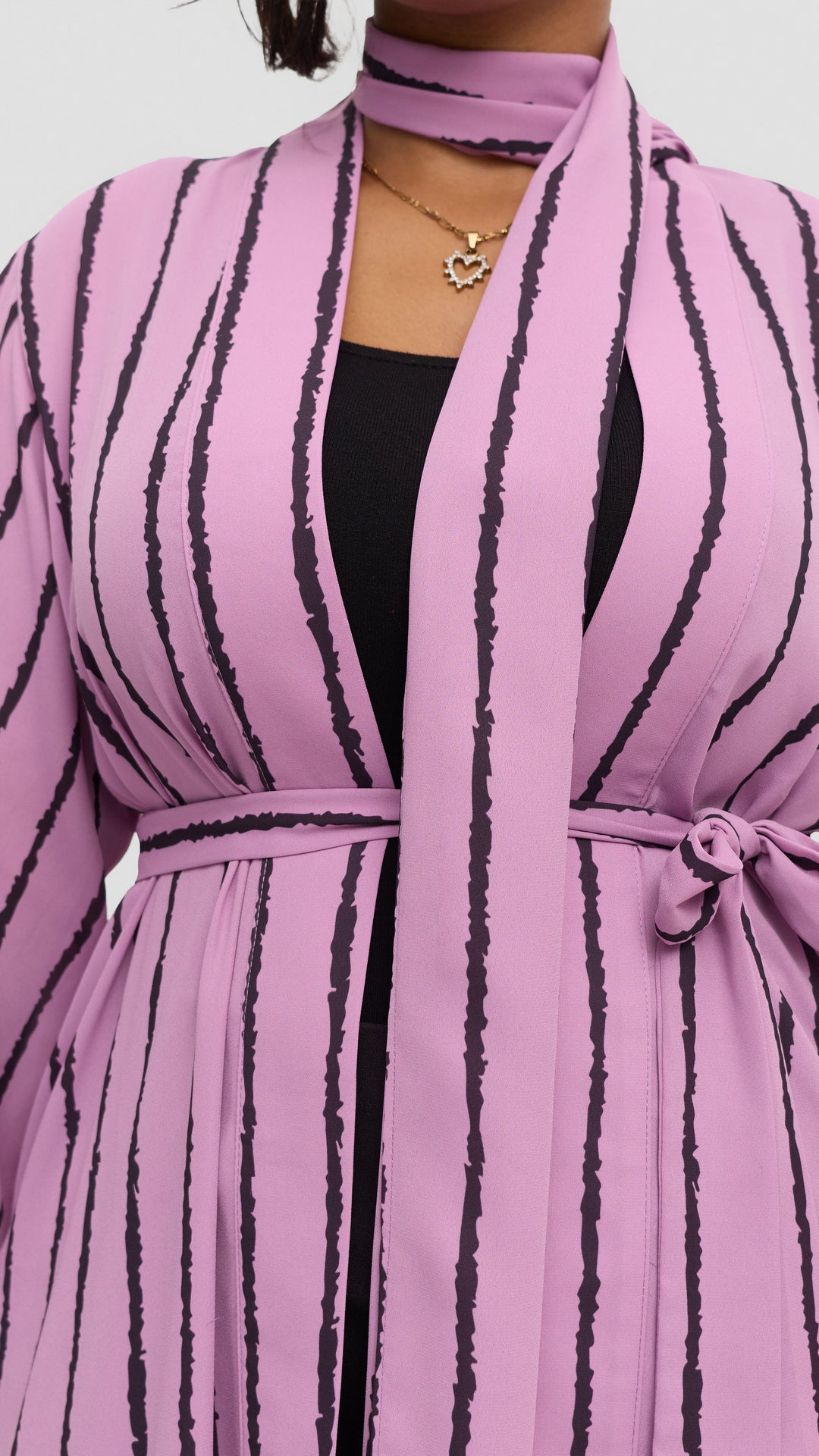 Vivo Maxi Kimono in Chiffon - Lilac / Black Print