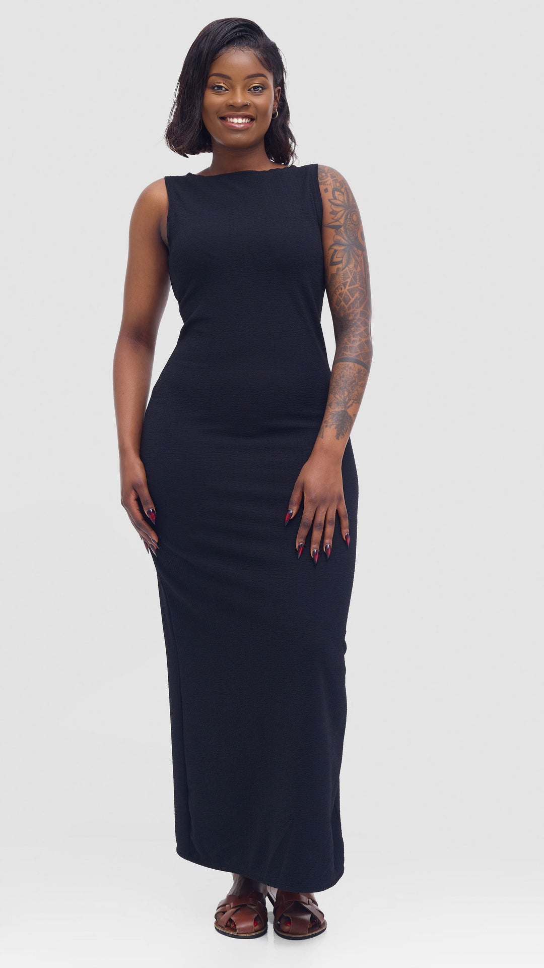 Vivo Sleeveless Bodycon in Stretch Rib - Black