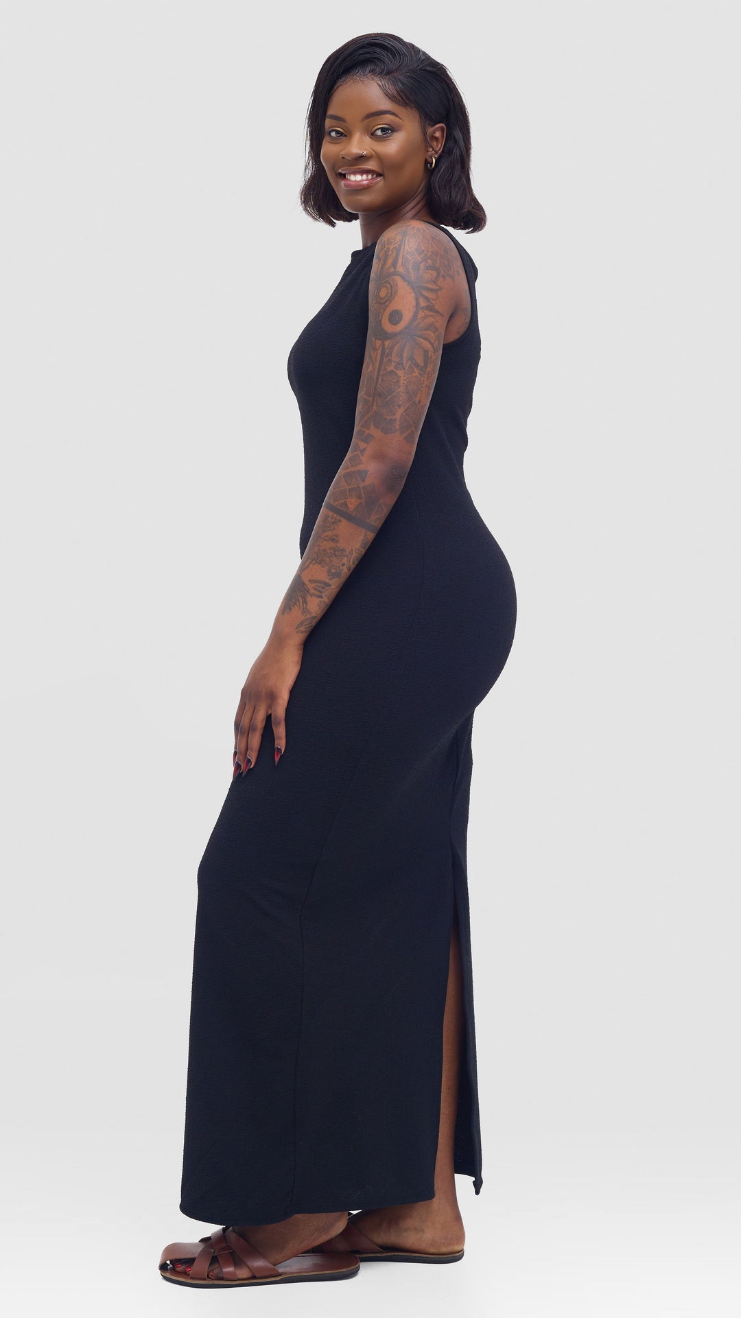 Vivo Sleeveless Bodycon in Stretch Rib - Black