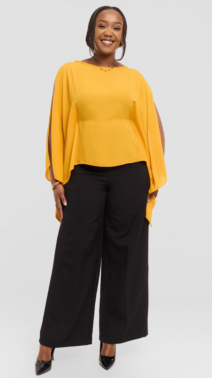 Vivo Wide Top in Chiffon - Mustard