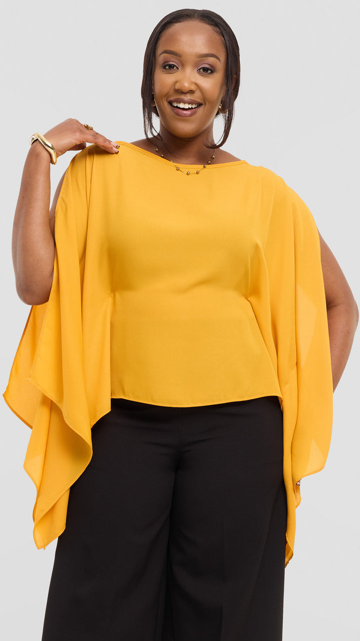Vivo Wide Top in Chiffon - Mustard