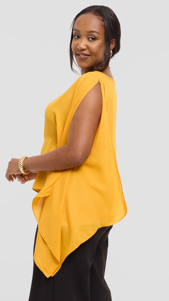 Vivo Wide Top in Chiffon - Mustard