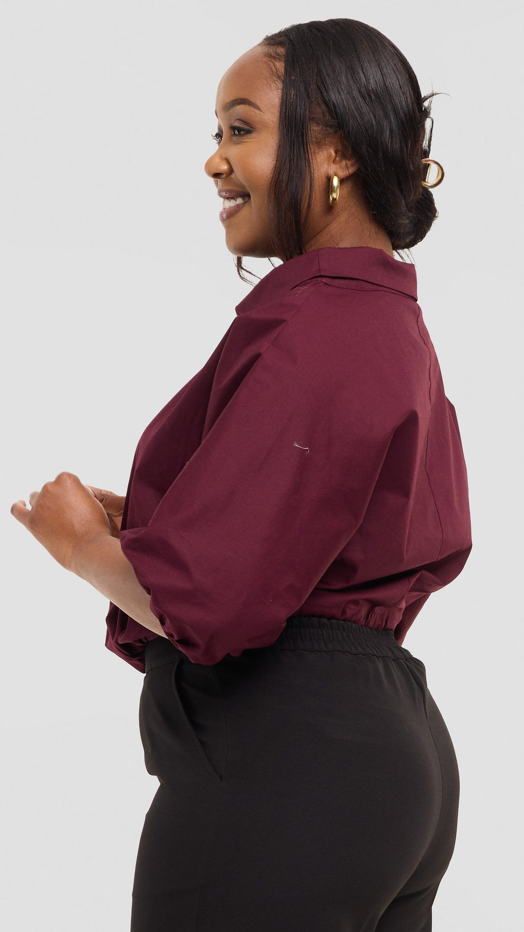 Vivo Lulu Drawstring Top in Cotton - Mulberry