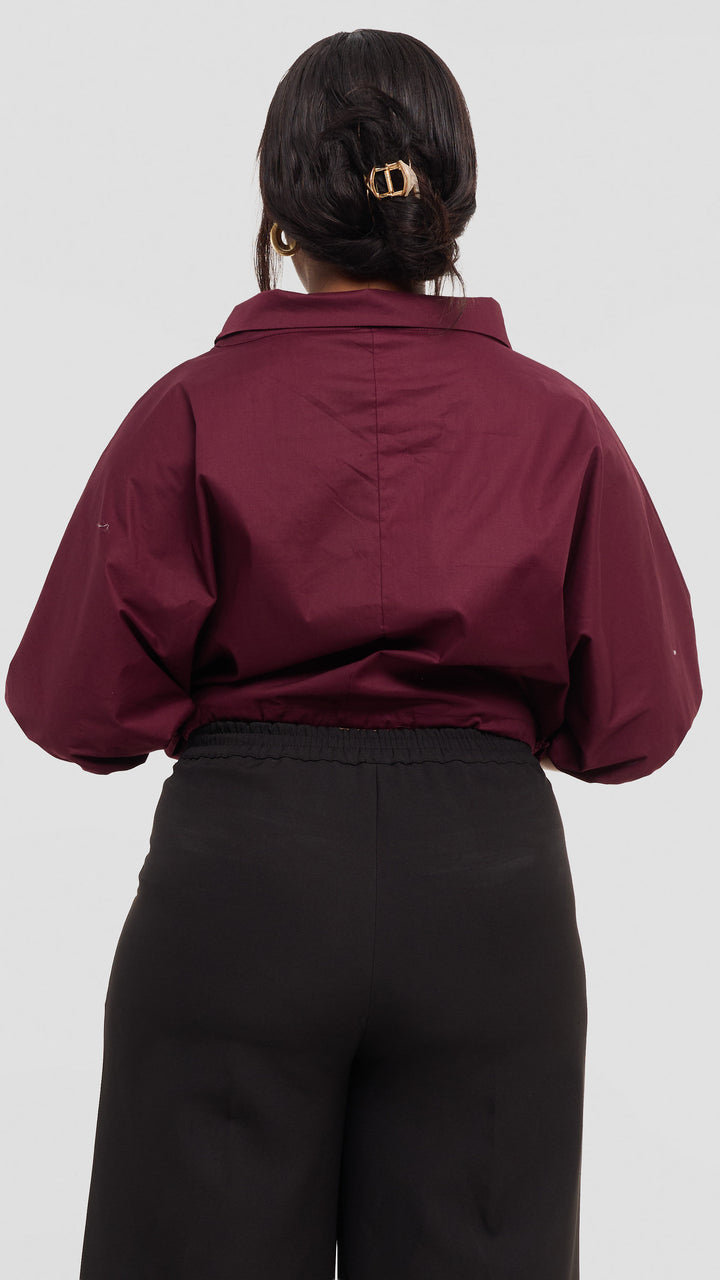 Vivo Lulu Drawstring Top in Cotton - Mulberry