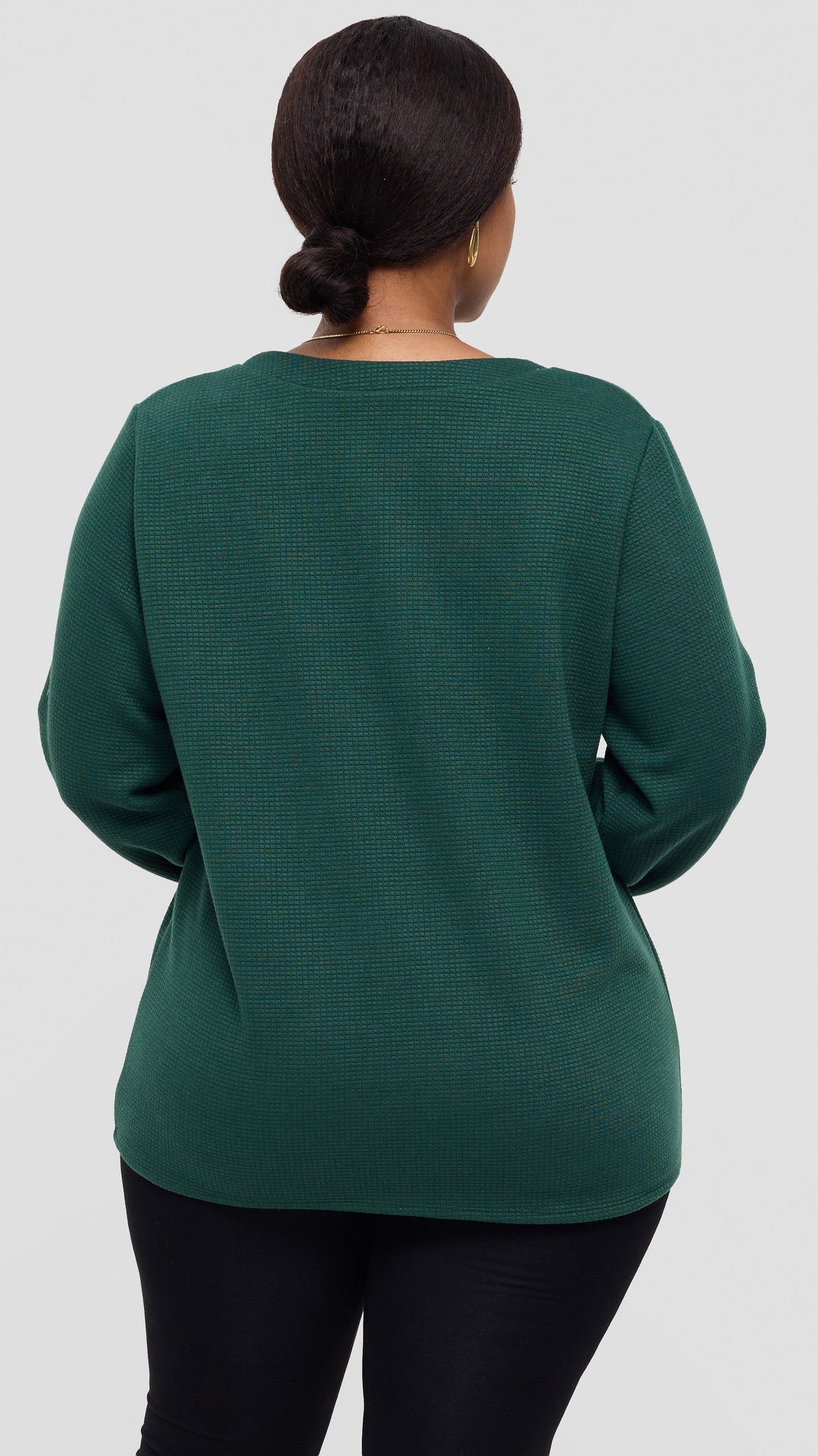Shiv Shikie X Safari V-Neck Long Sleeve Sweatshirt in Rib - Dark Green