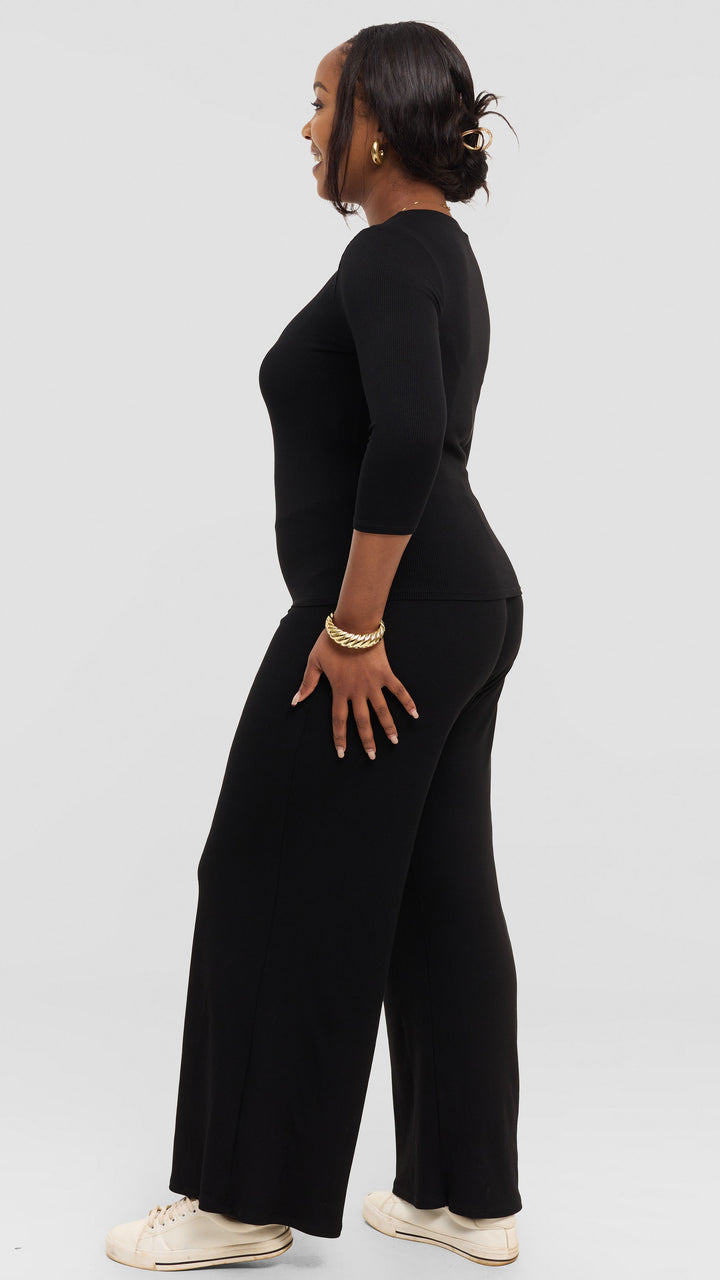 Vivo Lounge Pants in Rib - Black