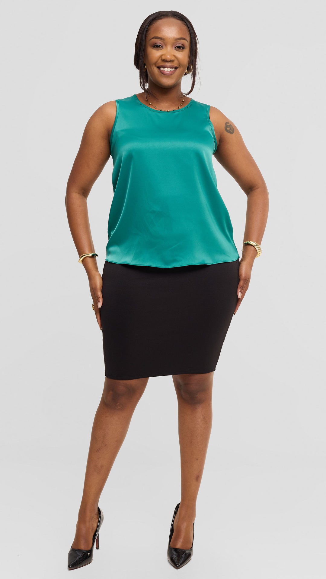 Vivo Nora Round Neck Sleeveless Top - Sea Green
