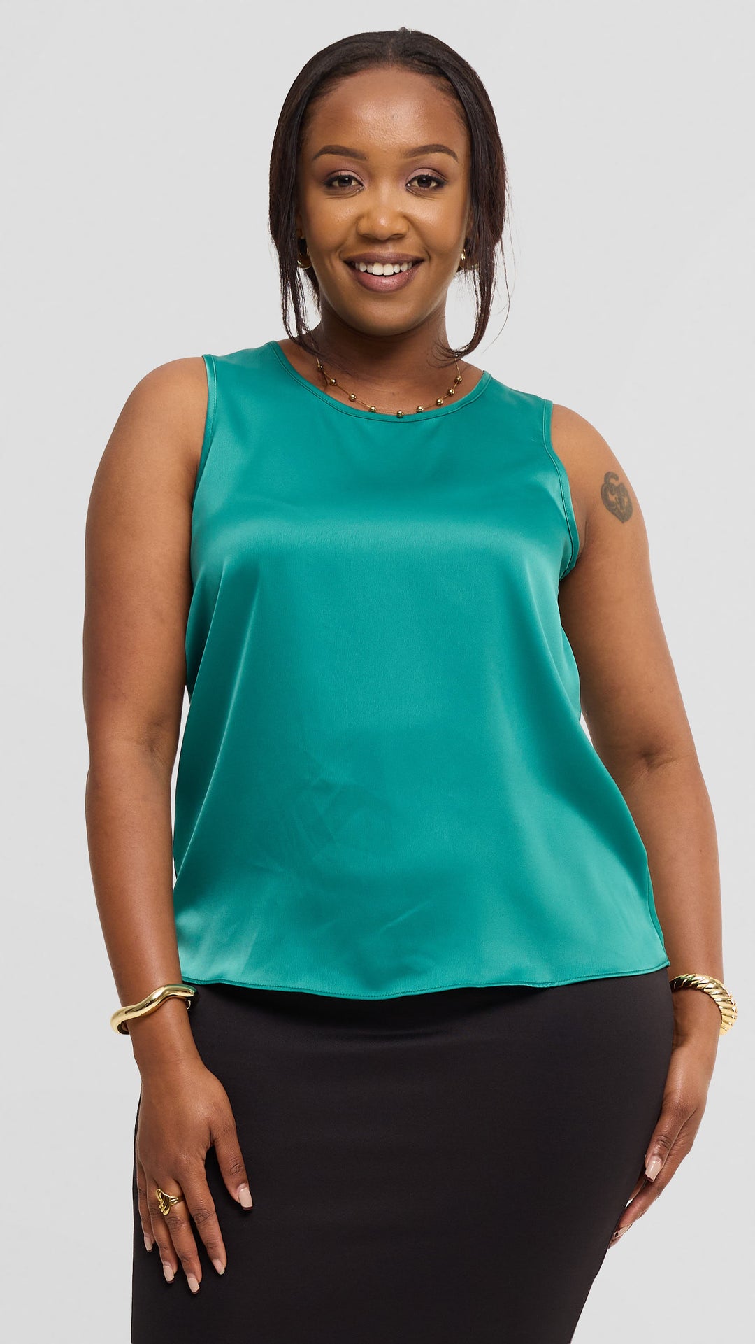 Vivo Nora Round Neck Sleeveless Top - Sea Green