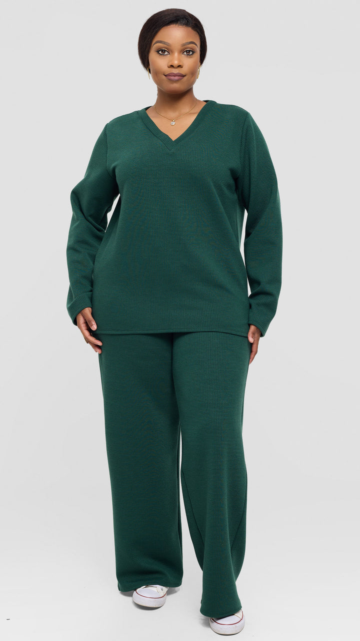 Shiv Shikie X Safari V-Neck Long Sleeve Sweatshirt in Rib - Olive