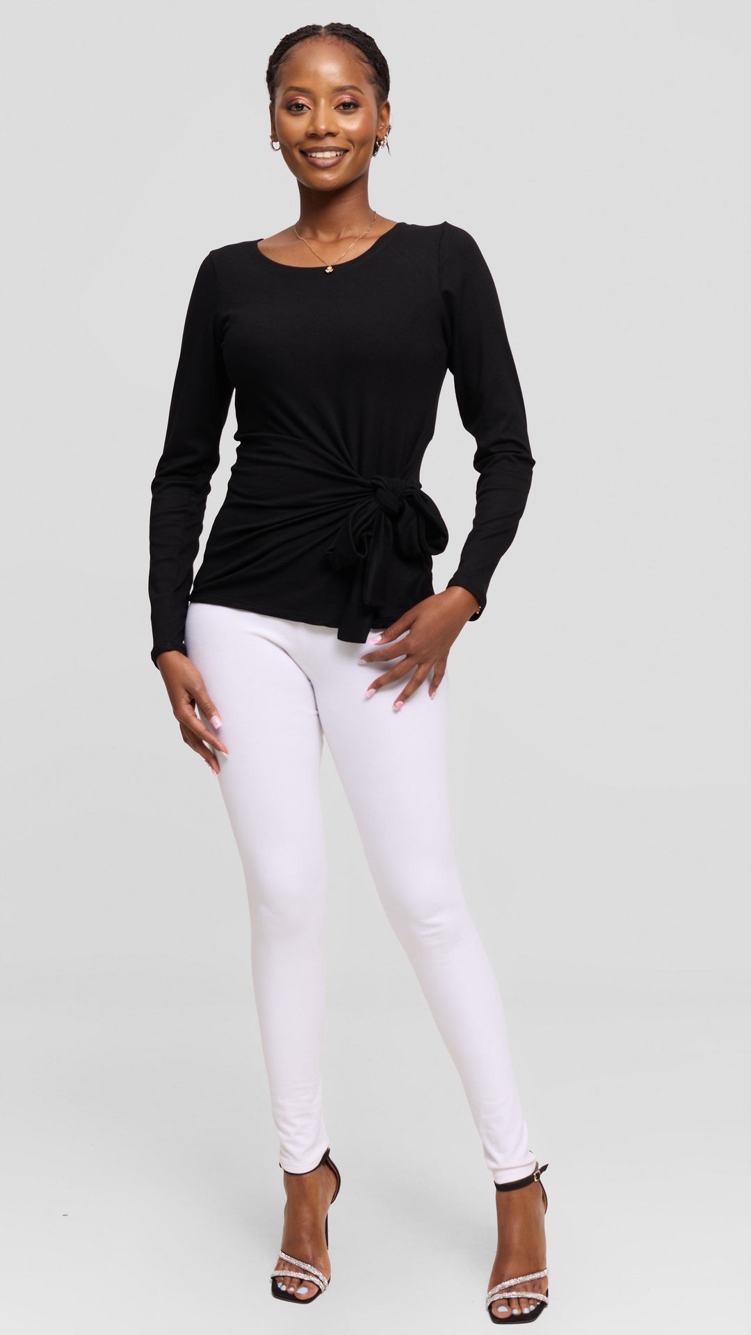 Vivo Tie Top in Jersey - Black
