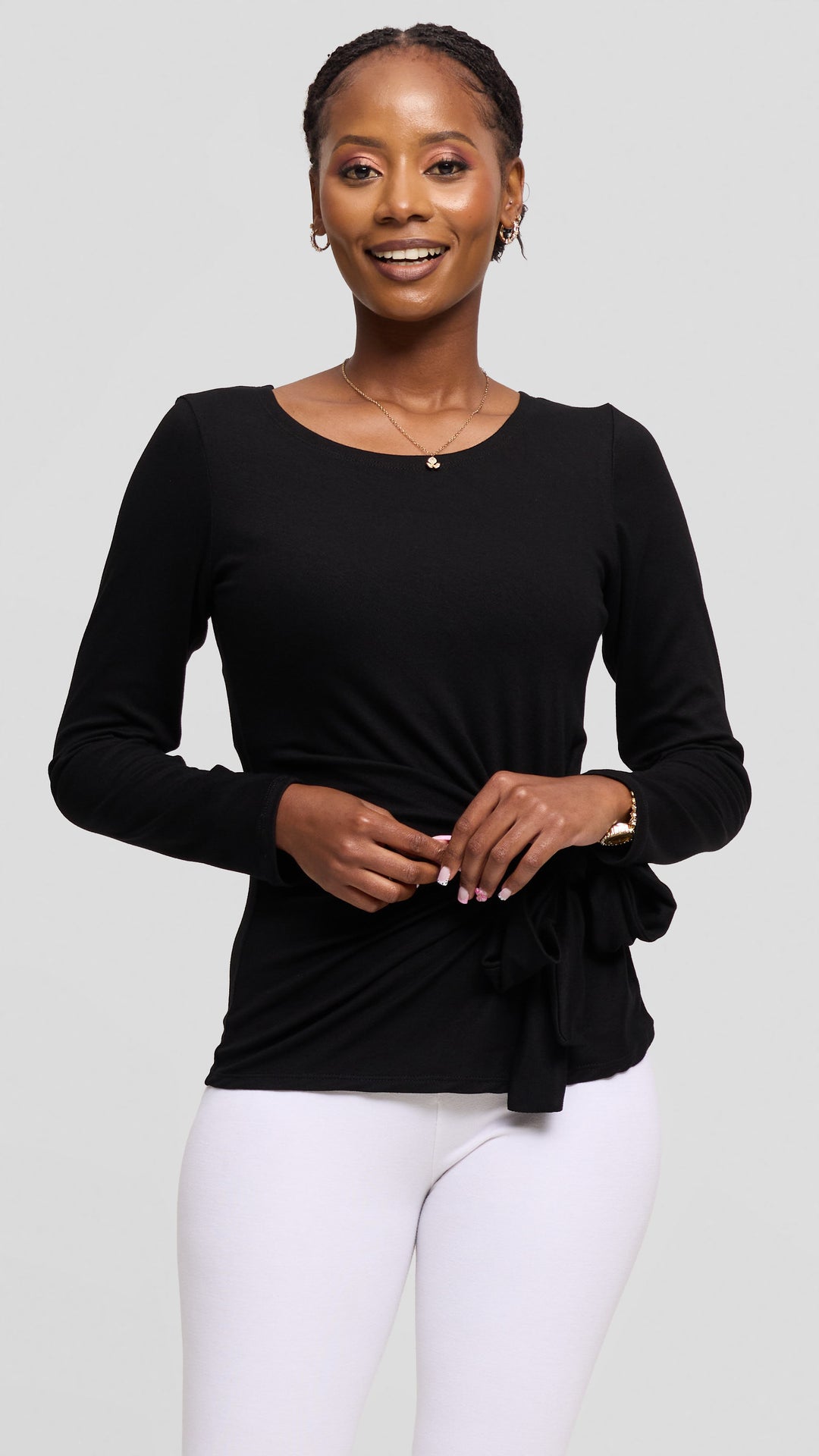 Vivo Tie Top in Jersey - Black