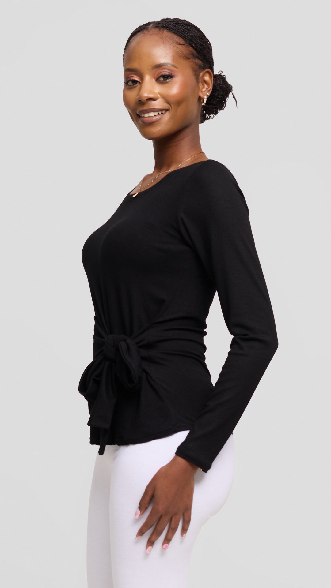 Vivo Tie Top in Jersey - Black