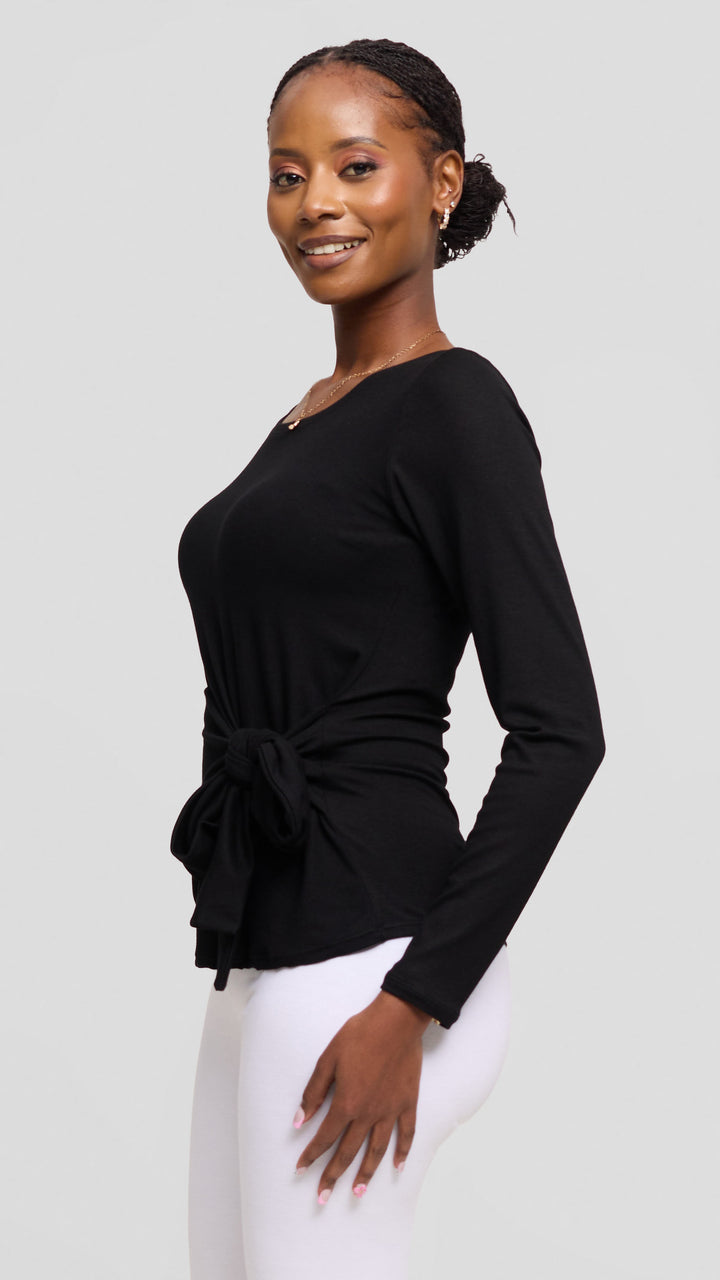 Vivo Tie Top in Jersey - Black